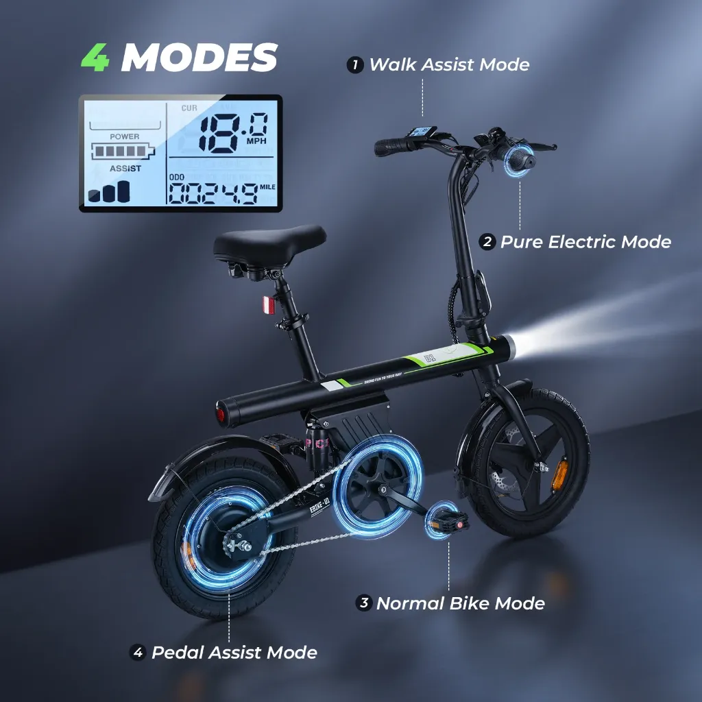 U1 Foldable Electric Bike 500W Black 6.webp