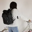 Rolltop Backpack Bike Pannier Bag 2 in 1 Black Monochrome