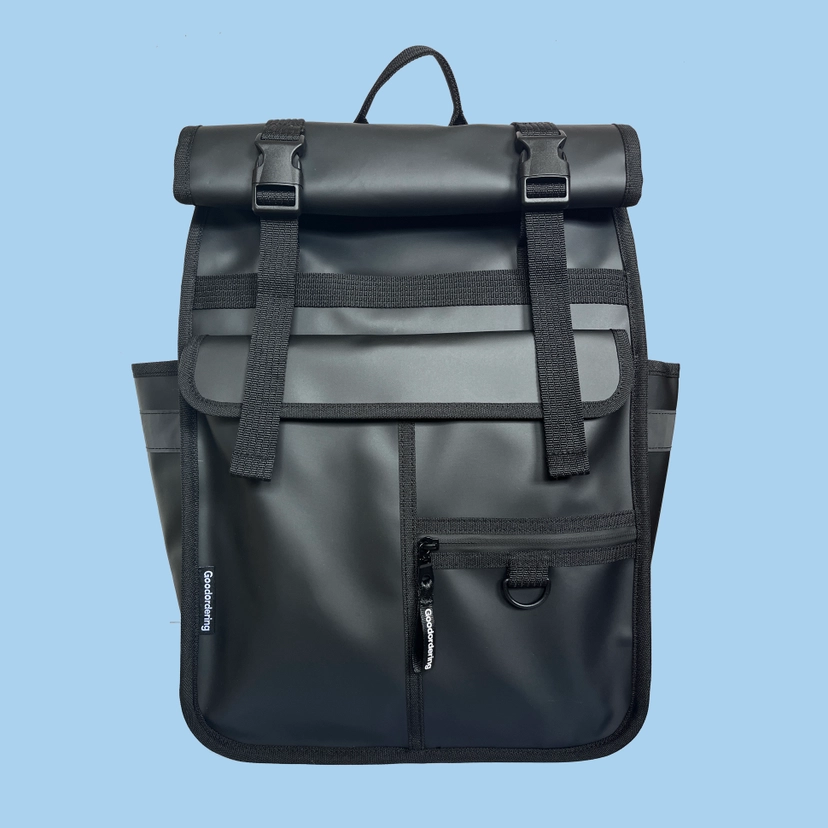 Rolltop Backpack Bike Pannier Bag 2 in 1 Black Monochrome