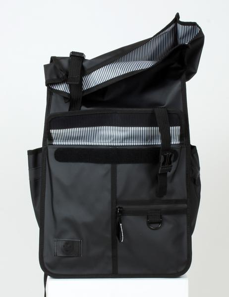 Rolltop Backpack Bike Pannier Bag 2 in 1 Black Monochrome