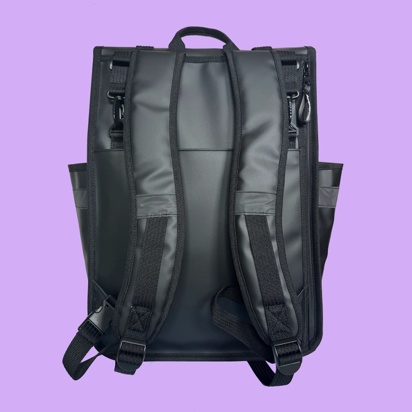 Rolltop Backpack Bike Pannier Bag 2 in 1 Black Monochrome