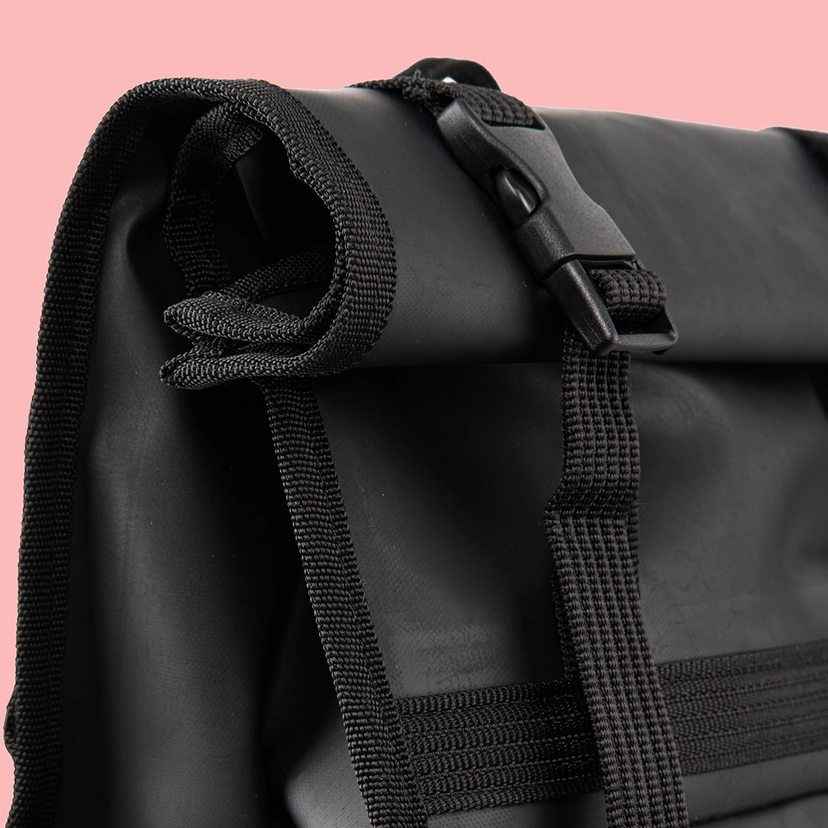 Rolltop Backpack Bike Pannier Bag 2 in 1 Black Monochrome