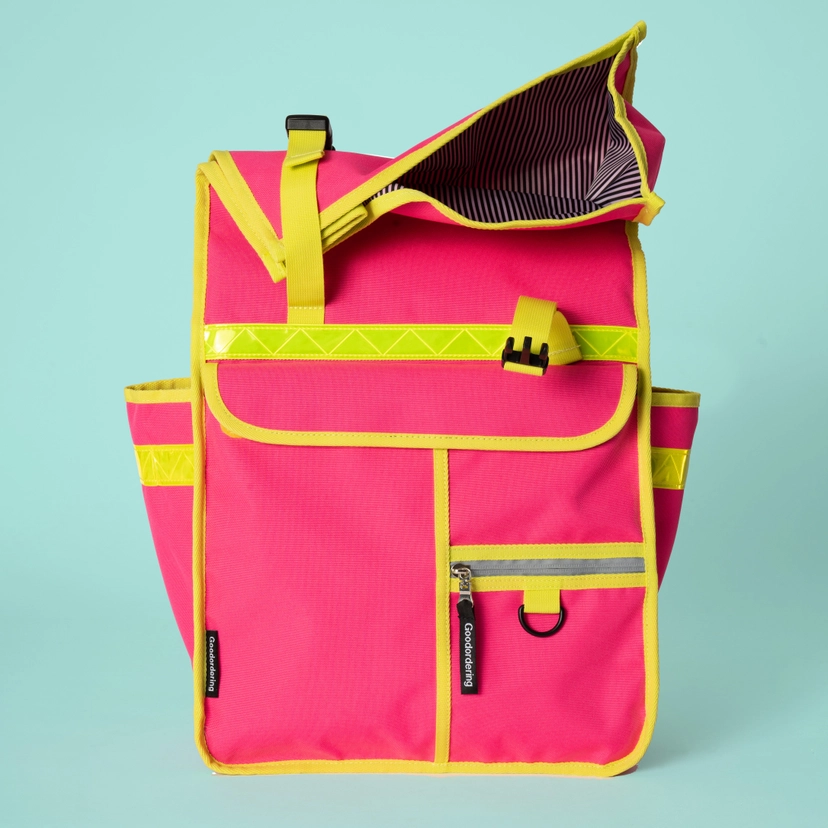 Rolltop Backpack Bike Pannier Bag 2 in 1 Neon Pink