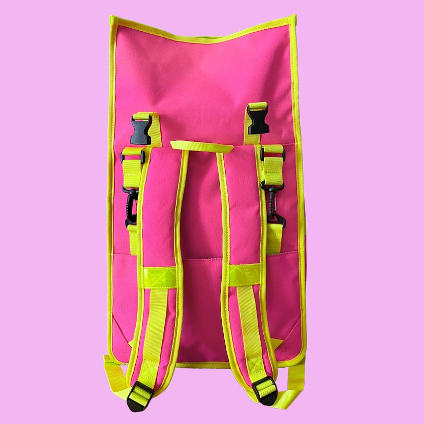 Rolltop Backpack Bike Pannier Bag 2 in 1 Neon Pink