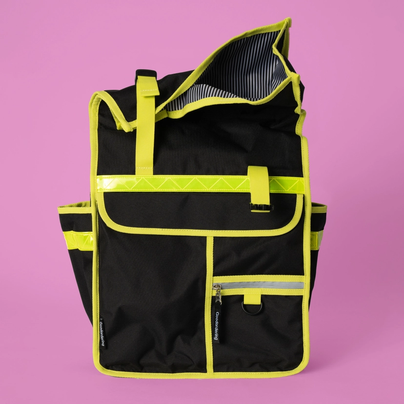 Rolltop Backpack Bike Pannier Bag 2 in 1 Neon Yellow Black