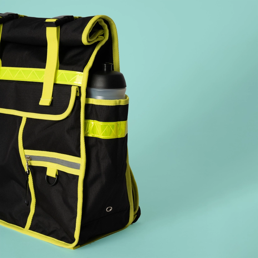 Rolltop Backpack Bike Pannier Bag 2 in 1 Neon Yellow Black
