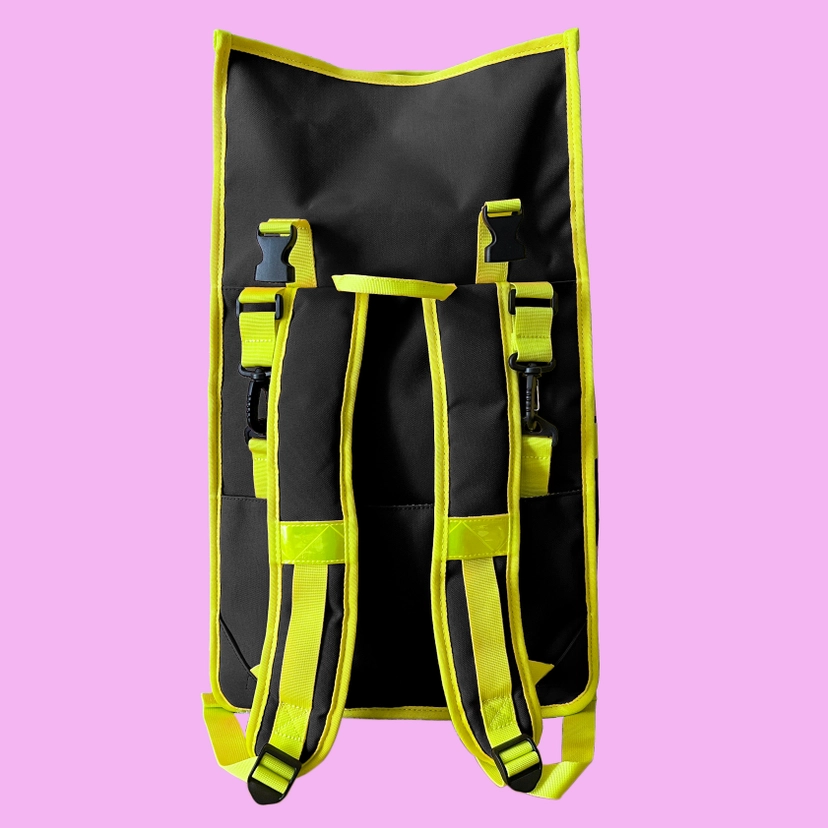 Rolltop Backpack Bike Pannier Bag 2 in 1 Neon Yellow Black