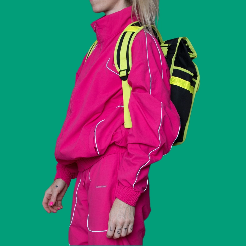 Rolltop Backpack Bike Pannier Bag 2 in 1 Neon Yellow Black