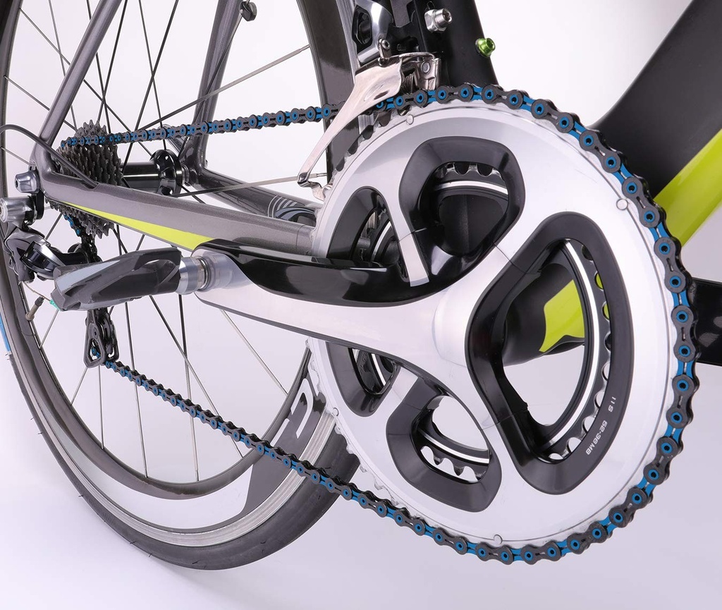 DLC 11 speed Waxed Chain Black Blue 118 Links