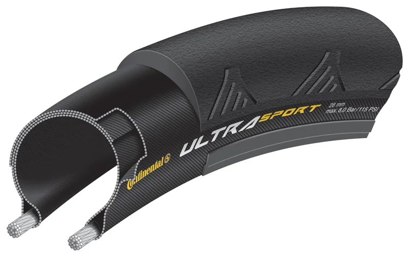 Continental Ultra Sport III 700X25C Tyre - Foldable PureGrip Compound BLACK 2.webp