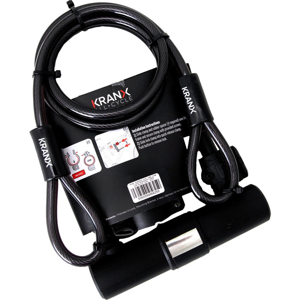 KranX Fortress Plus 14mm 265mm U-Lock With Security Cable