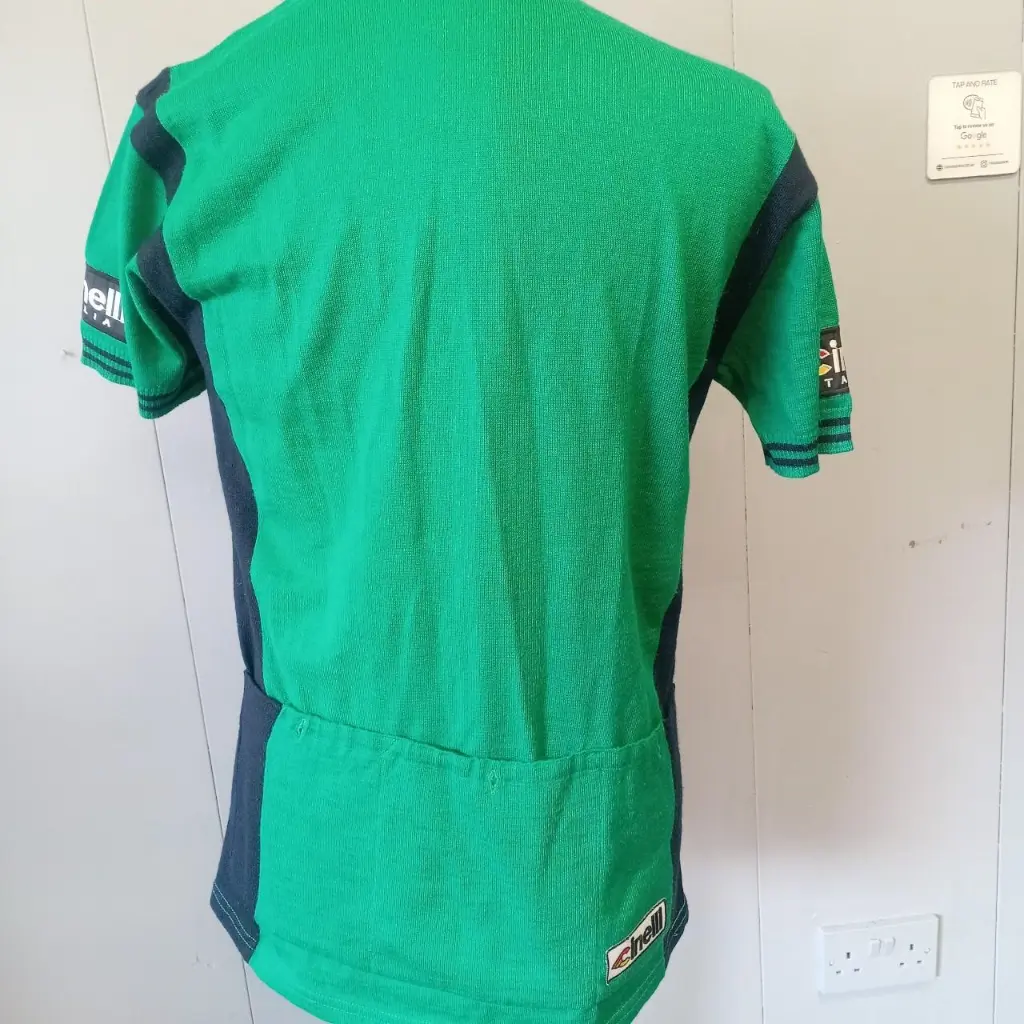 CINELLI ITALIA rare vintage 1990s green and blue retro cycling jersey 5.webp