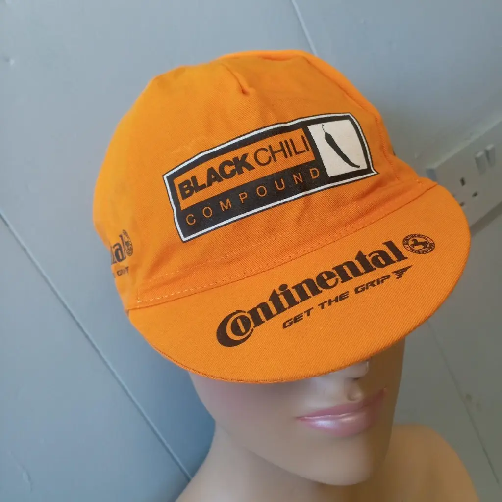 Vintage Rare 1990s Black chilli Orange Continental cycling cap 2.webp
