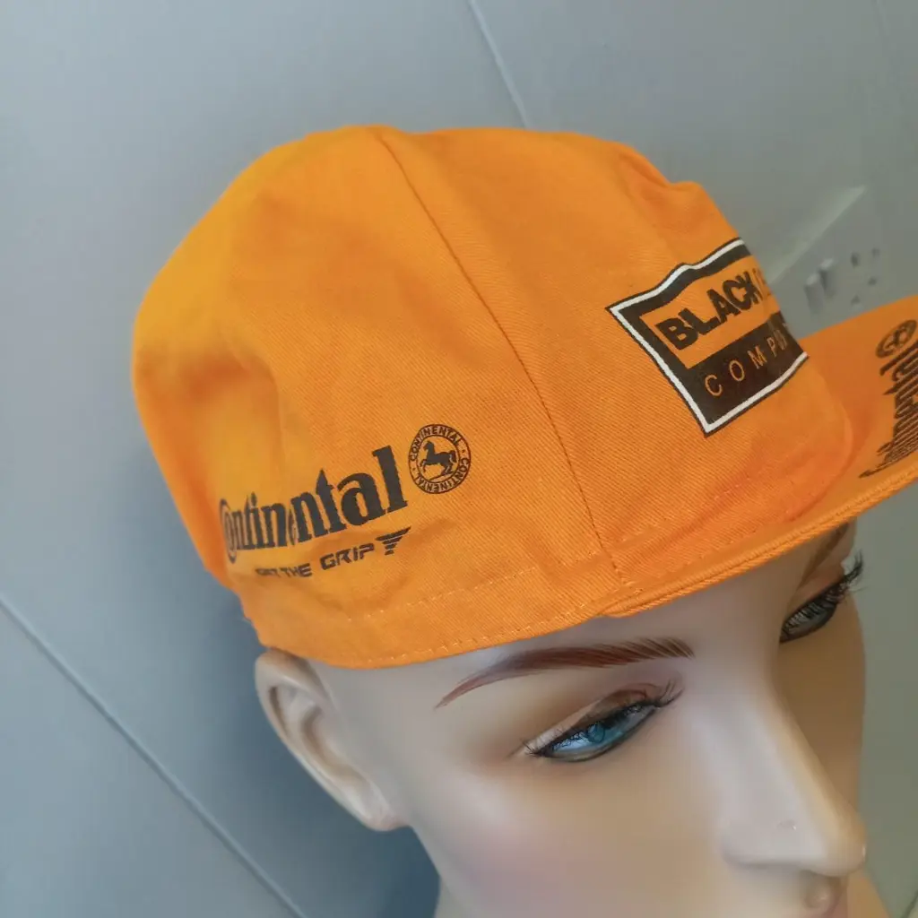 Vintage Rare 1990s Black chilli Orange Continental cycling cap 3.webp