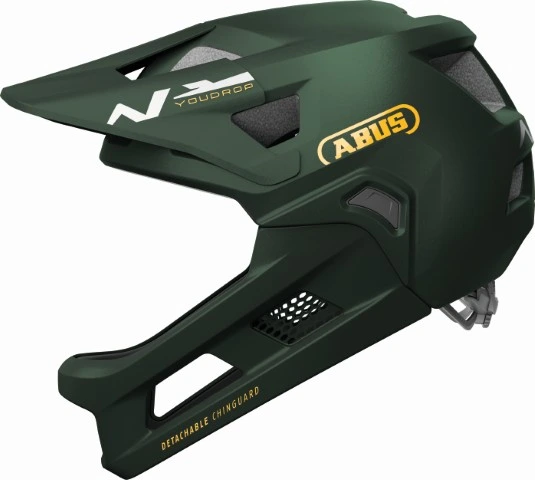 ABUS YouDrop FF Kids Full Face MTB Helmet in Moss Green 48-55cm 2.webp