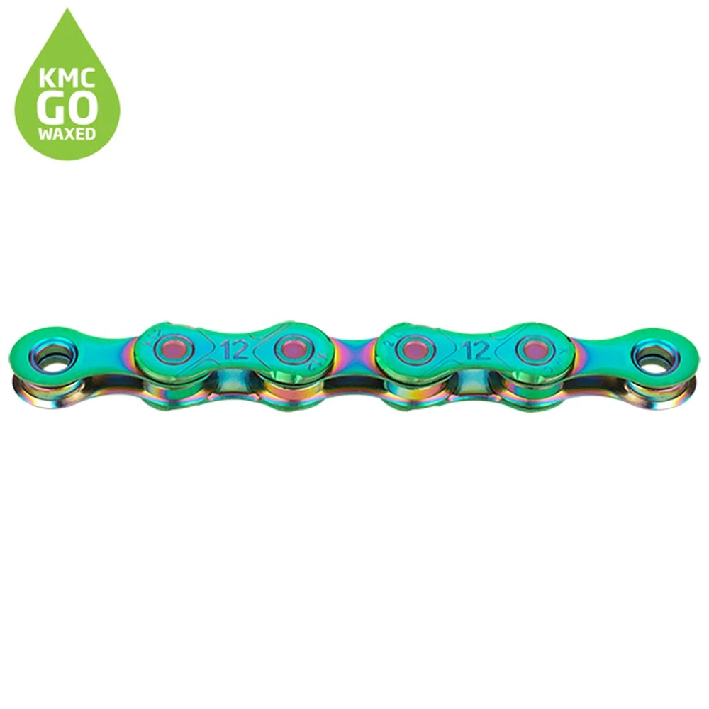 [KMC-BX12AG126W] X12 Waxed Chain Oilslick 12 speed Green Aurora KMC