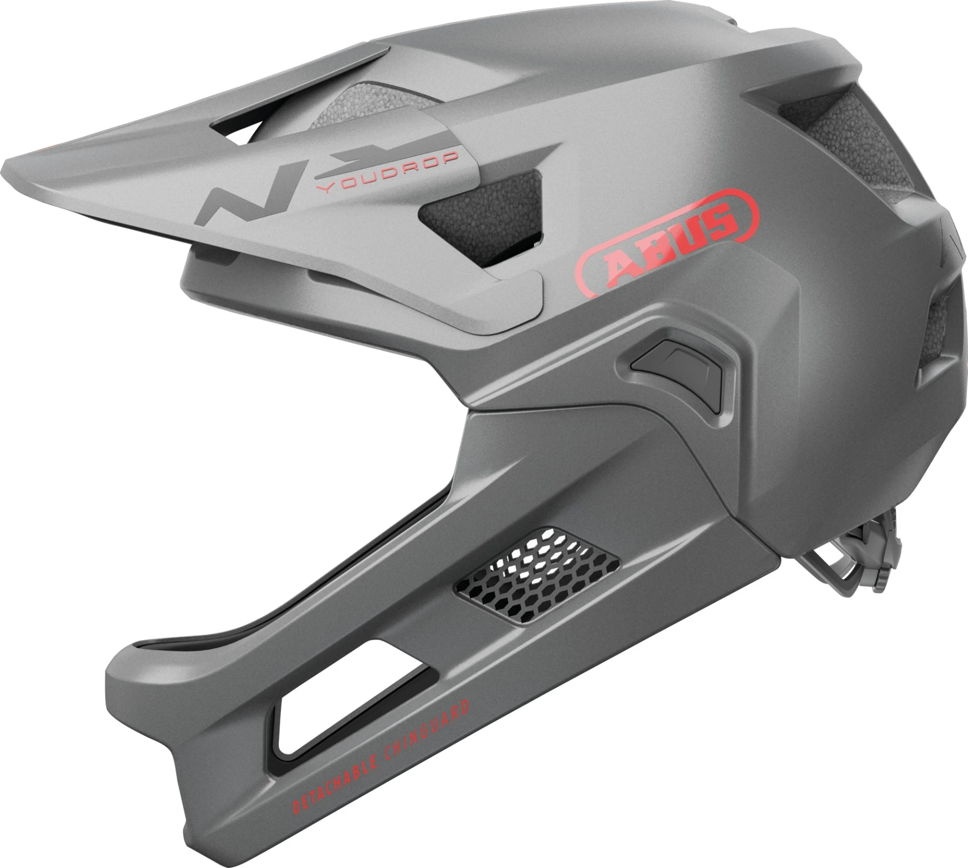 ABUS YouDrop FF Kids Full Face MTB Helmet in Ti Silver 48-55cm