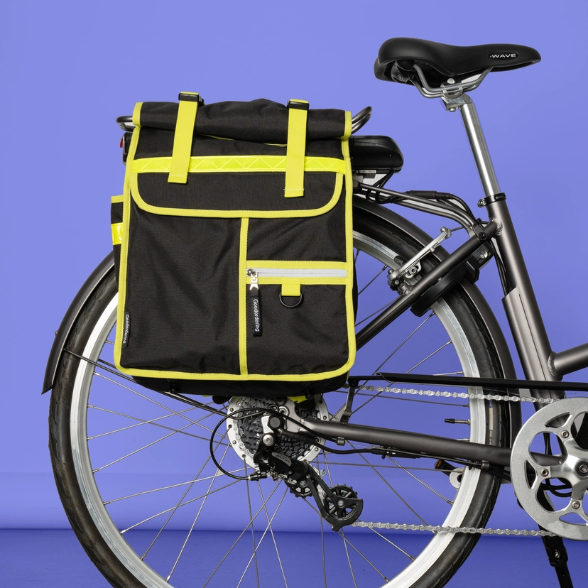 Rolltop Backpack Bike Pannier Bag 2 in 1 Neon Yellow Black