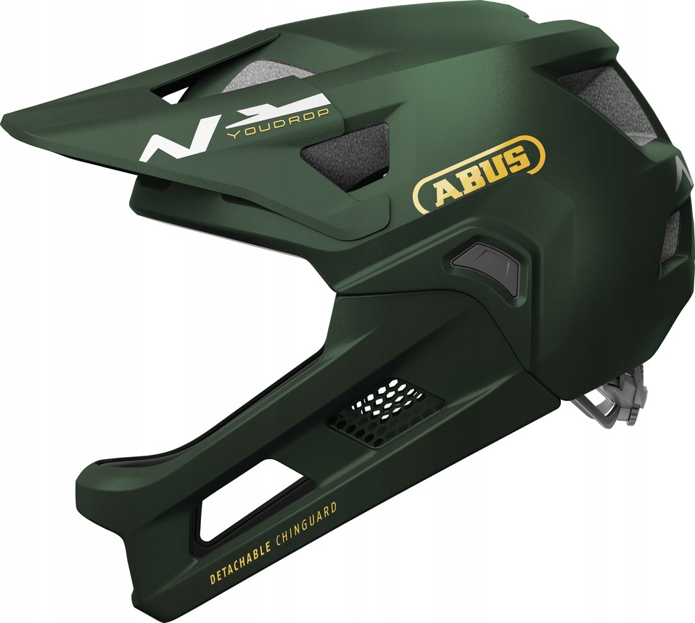 ABUS YouDrop FF Kids Full Face MTB Helmet in Moss Green 48-55cm