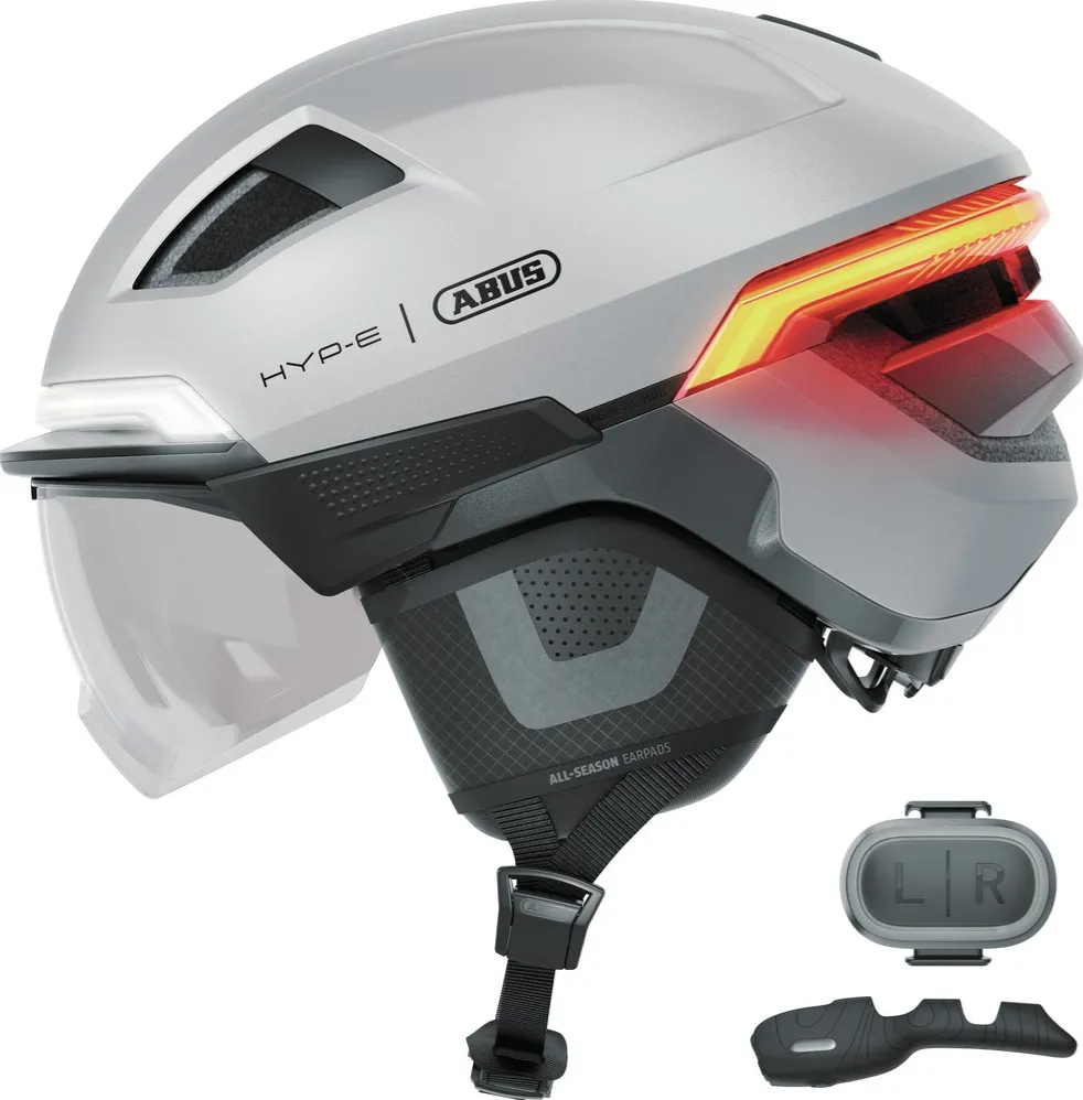 [24124/L] ABUS HYP-E BL.ACE Urban Commuting Bike Helmet in Gleam Silver Large 57-61cm