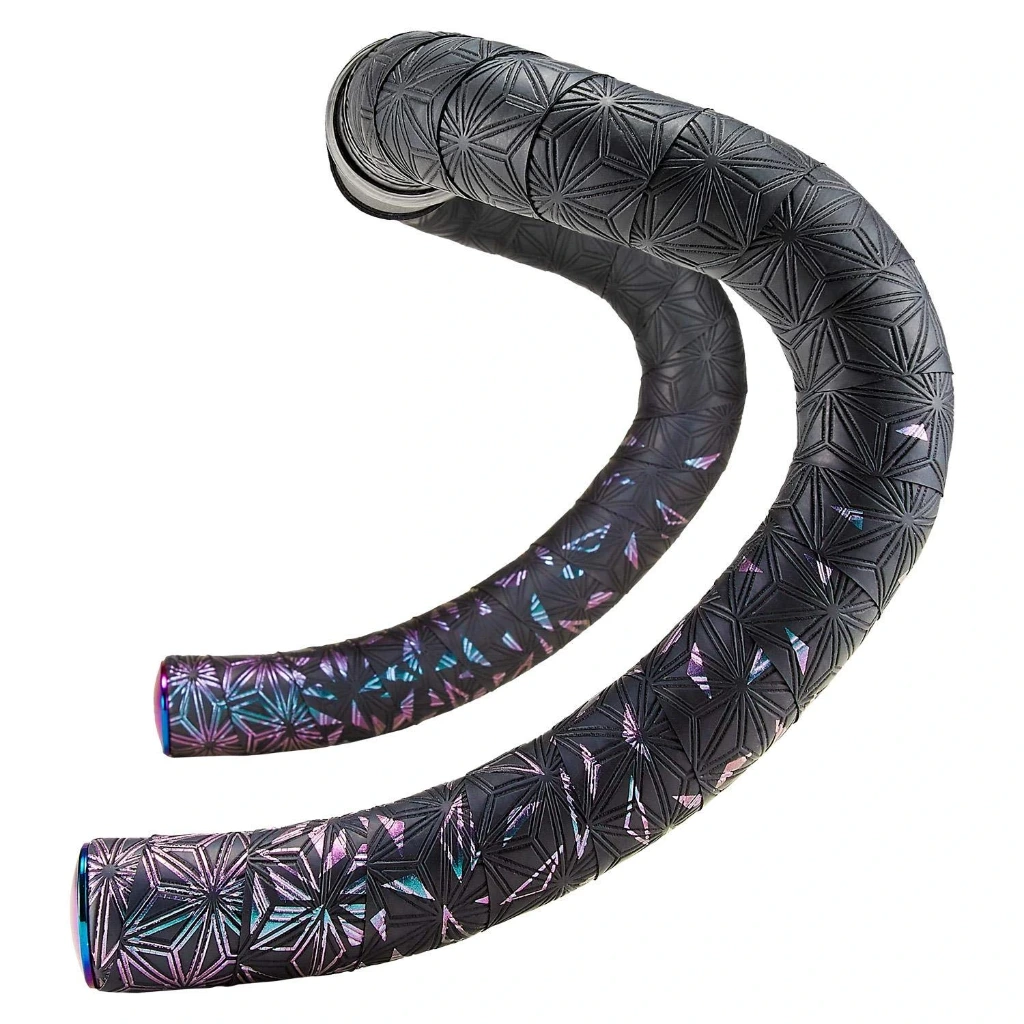 Supacaz Sticky Kush Star Fade Bar Tape: OIL SLICK + OIL SLICK PLUGS