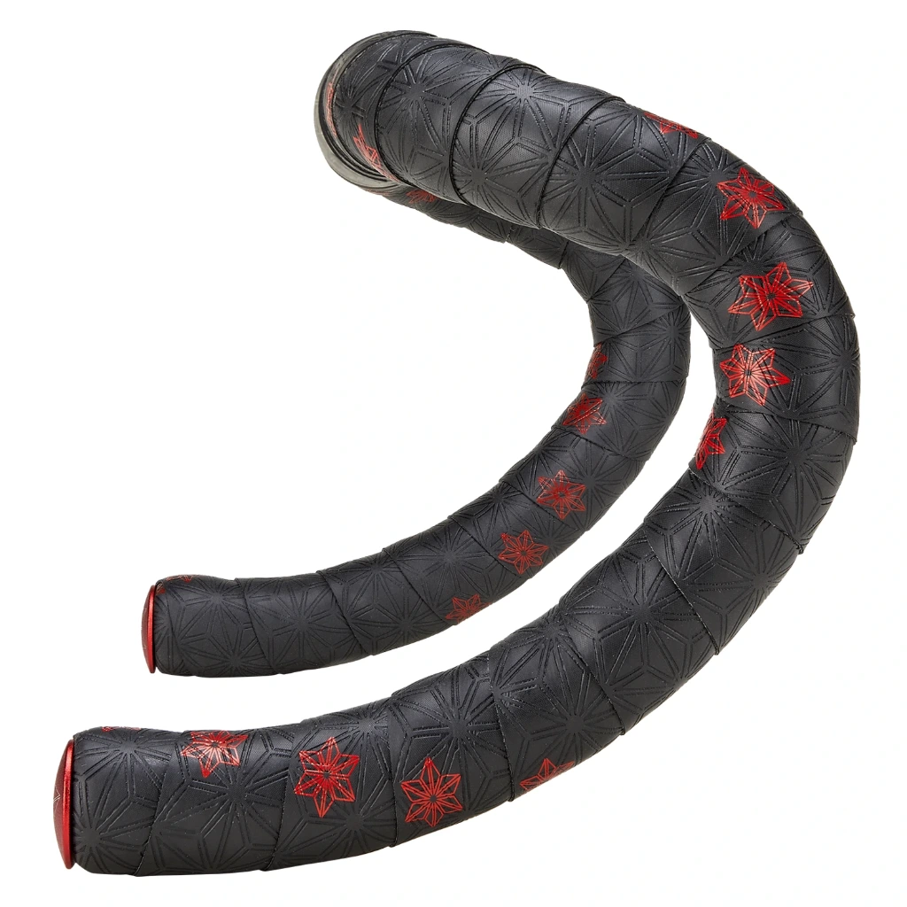 Supacaz Sticky Kush Galaxy Bar Tape: RED STARS + ANO RED PLUGS