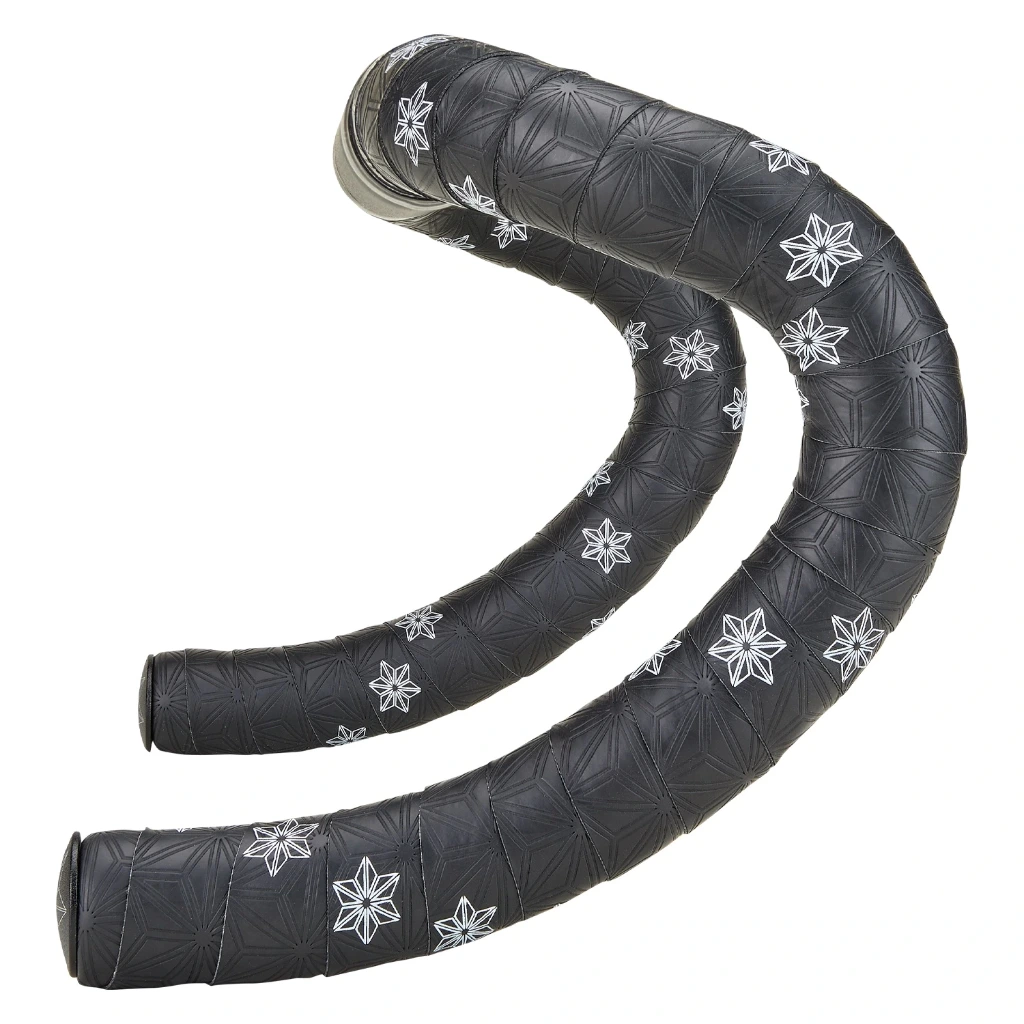 Supacaz Sticky Kush Galaxy Bar Tape: WHITE STARS + ANO BLACK PLUGS