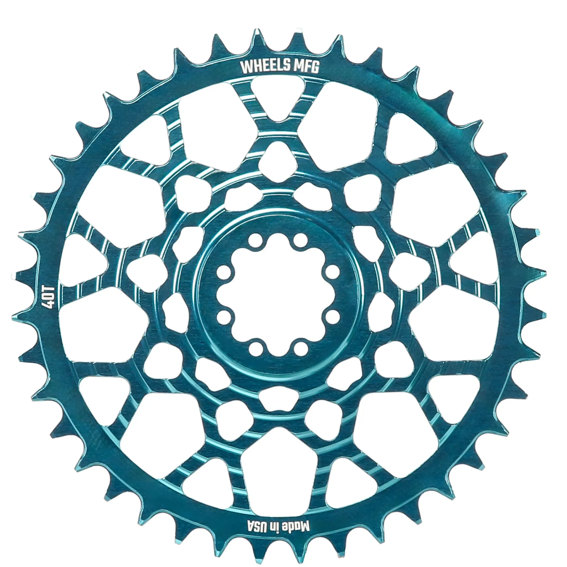Teal, Chainring 40 Tooth, SRAM 8-Bolt, 6.5mm Inboard, T-Type Chain