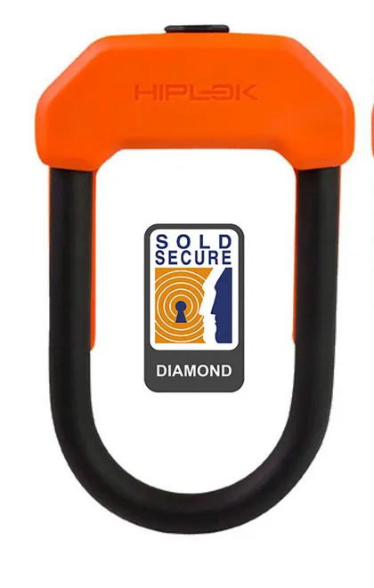 Hiplok DX D Lock 14mm x 15 x 8.5cm Hardened Steel Diamond Sold Secure ORANGE