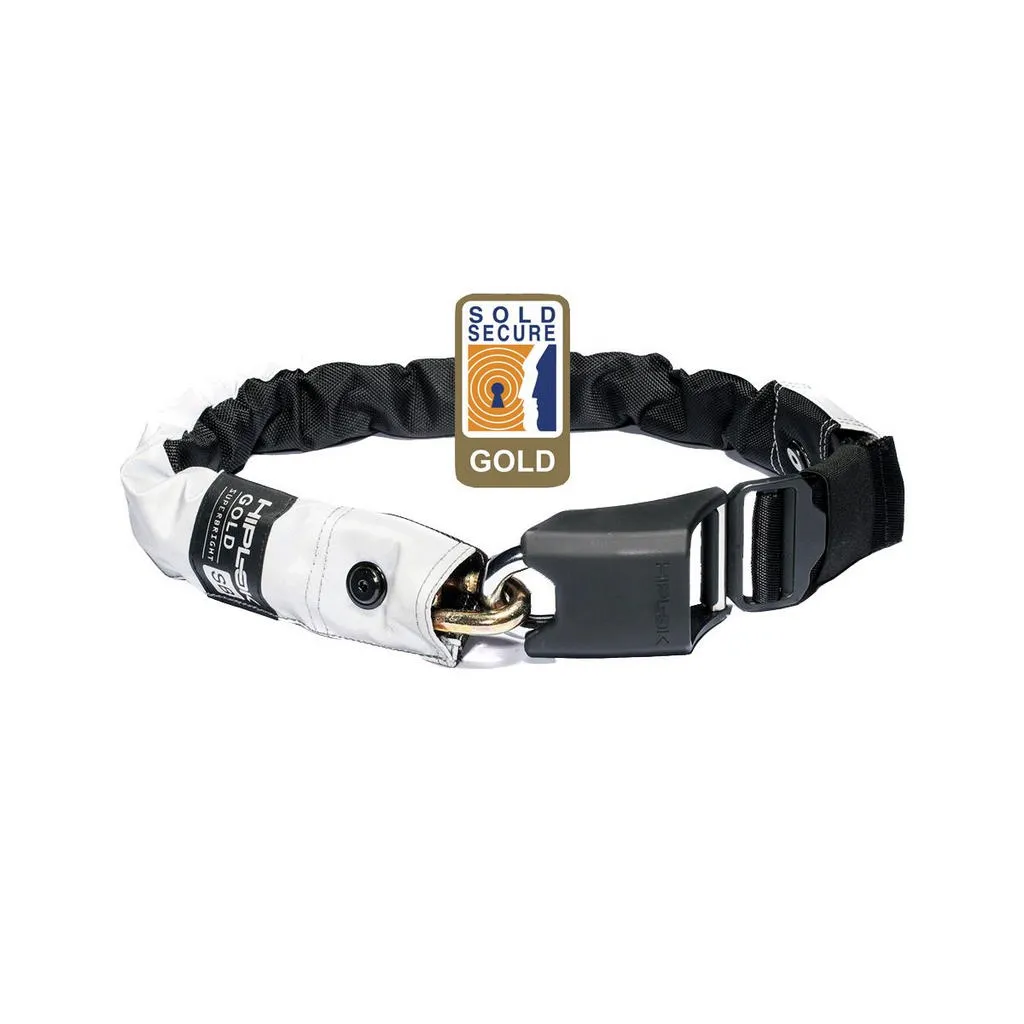 [HLGLD1SB] Hiplok GOLD Wearable Chain Lock 10mm x 85cm - waist 24-44 inches Gold Sold Secure High Visibility SUPER BRIGHT