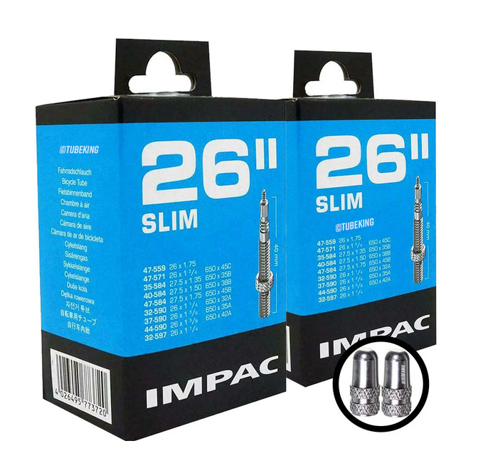 26 inch x 1.35-1.75 Bike Slim Inner Tubes Twin Pack Schrader