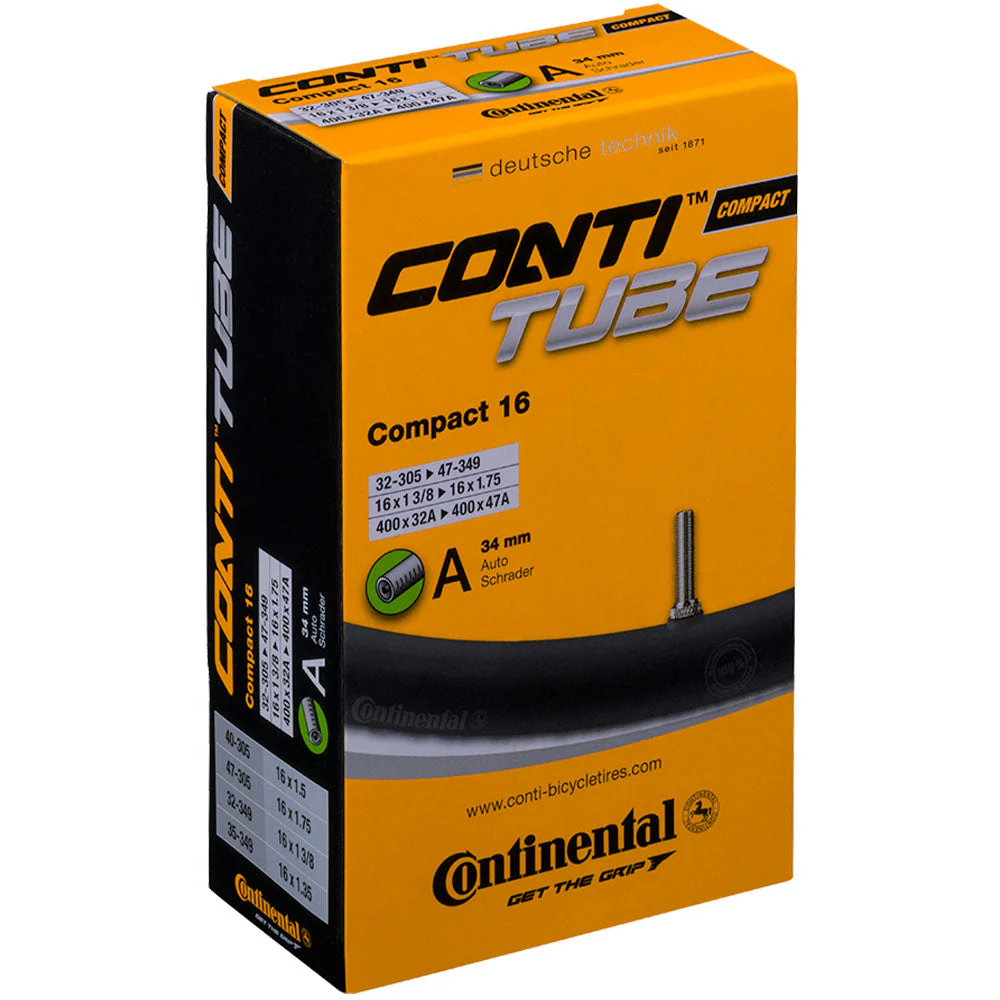16 Inch x 1/38" - 16 x 1.75" Inner Tubes by Continental for Bromptons