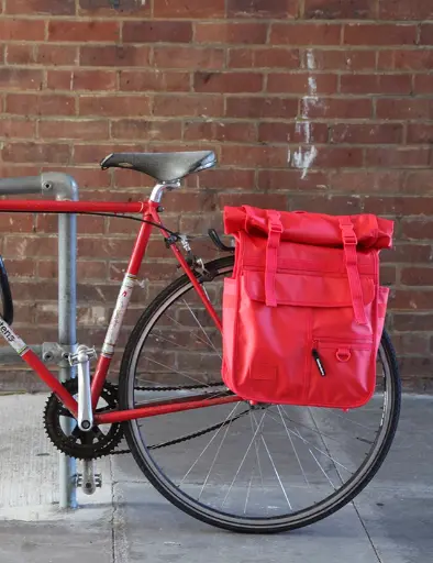 [GO003] Rolltop Backpack Bike Pannier Bag 2 in 1 Red Monochrome