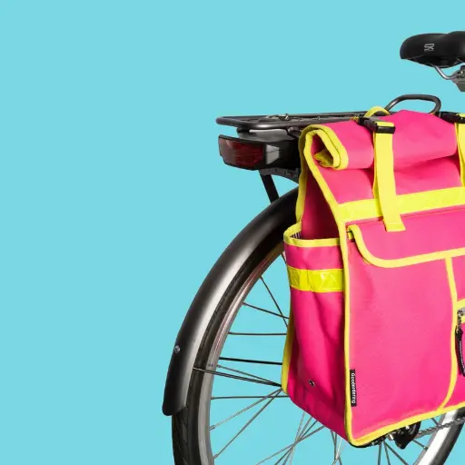 [GO004] Rolltop Backpack Bike Pannier Bag 2 in 1 Neon Pink