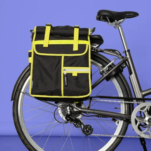 [GO009] Rolltop Backpack Bike Pannier Bag 2 in 1 Neon Yellow Black